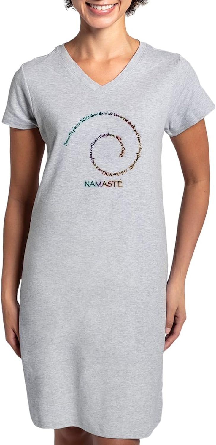 CafePress Namaste And Its Meaning Women's Nightshirt, Soft Long Pajama Shirt, Cotton PJs