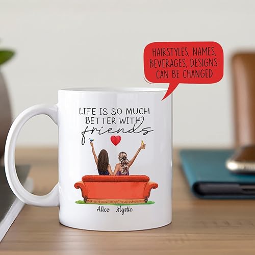 Miniatura 4 de Taza de café personalizada para mejores amigos, regalos personalizados para mujeres, tazas personalizadas con nombres, peinados, idea de cumpleaños