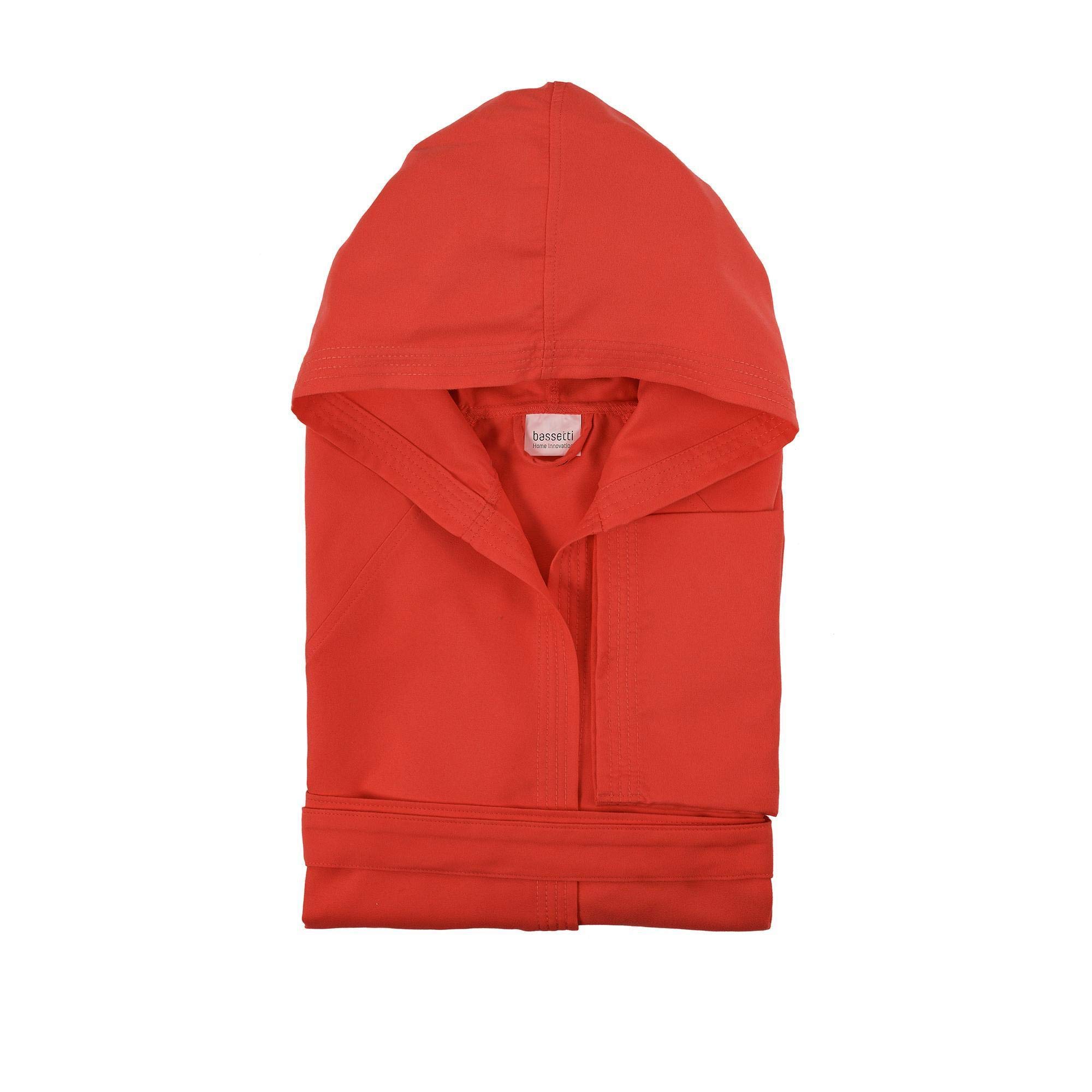 Bassetti Time - Albornoz de microfibra para hombre y mujer con capucha (XL - 54/56, rojo - 1129)