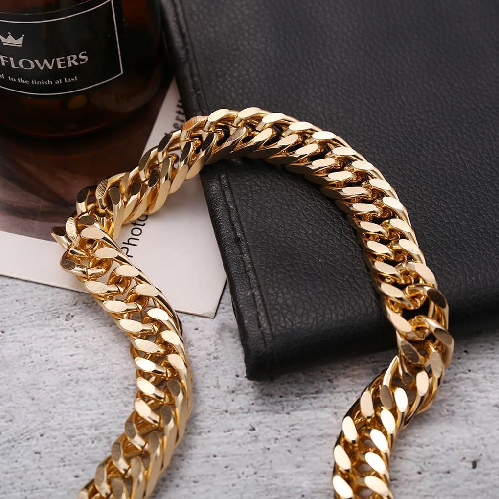14K Gold Cuban Link Chain Necklace for Women, Vintage Wide Long Chains Choker Statement Collar Necklace Trendy Cuba Link Hip Hop Jewelry Gifts - Image 6
