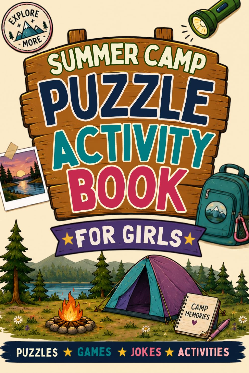 Summer Camp Puzzle Activity Book for Girls: The Perfect Bunk Gift for Campers with Puzzles, Games, Journal Pages and Summer Camp Activities