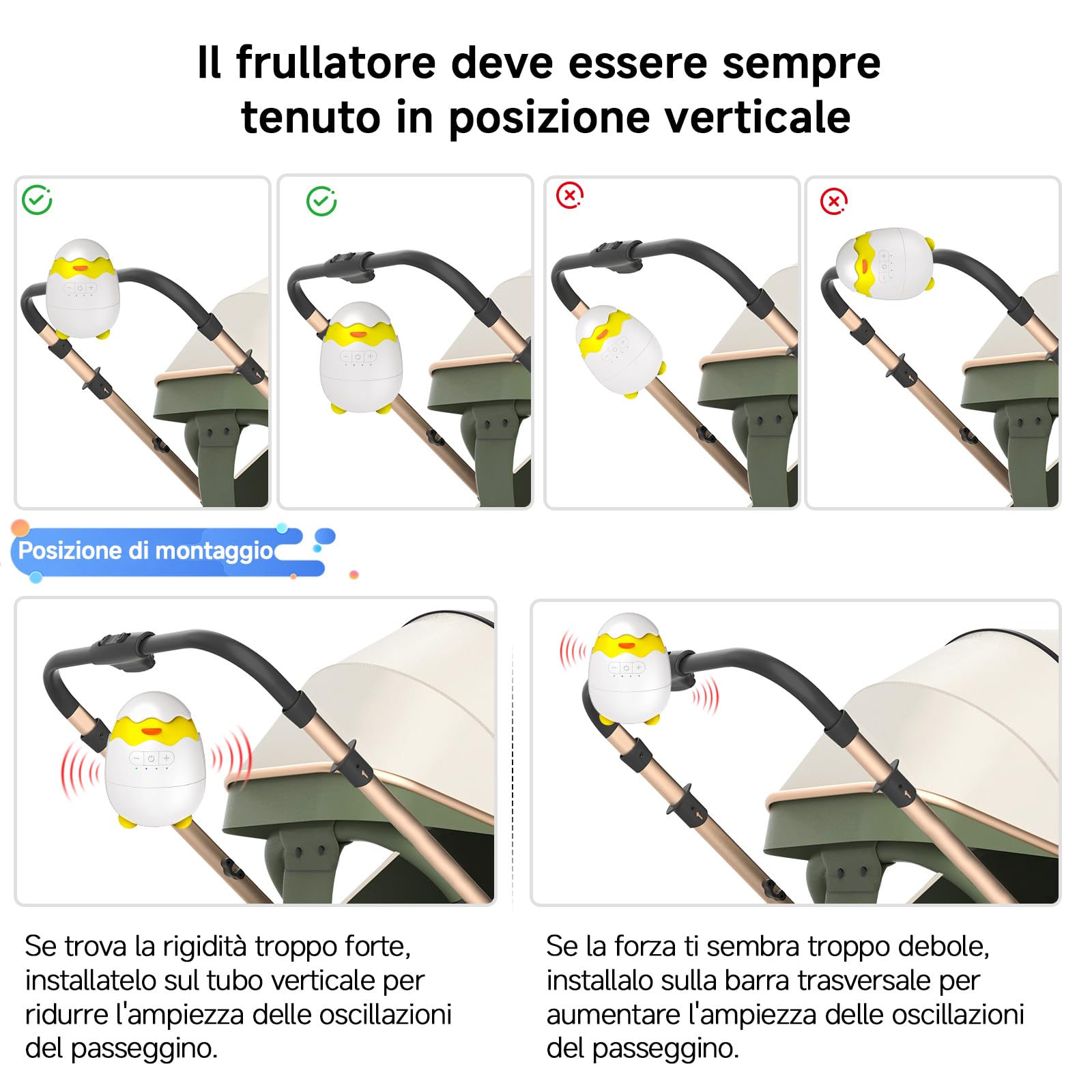 Robofun Motore di oscillazione automatico per passeggino, accessorio elettrico portatile con timer e velocità regolabile, compatibile con la maggior parte dei passeggini, Bianco