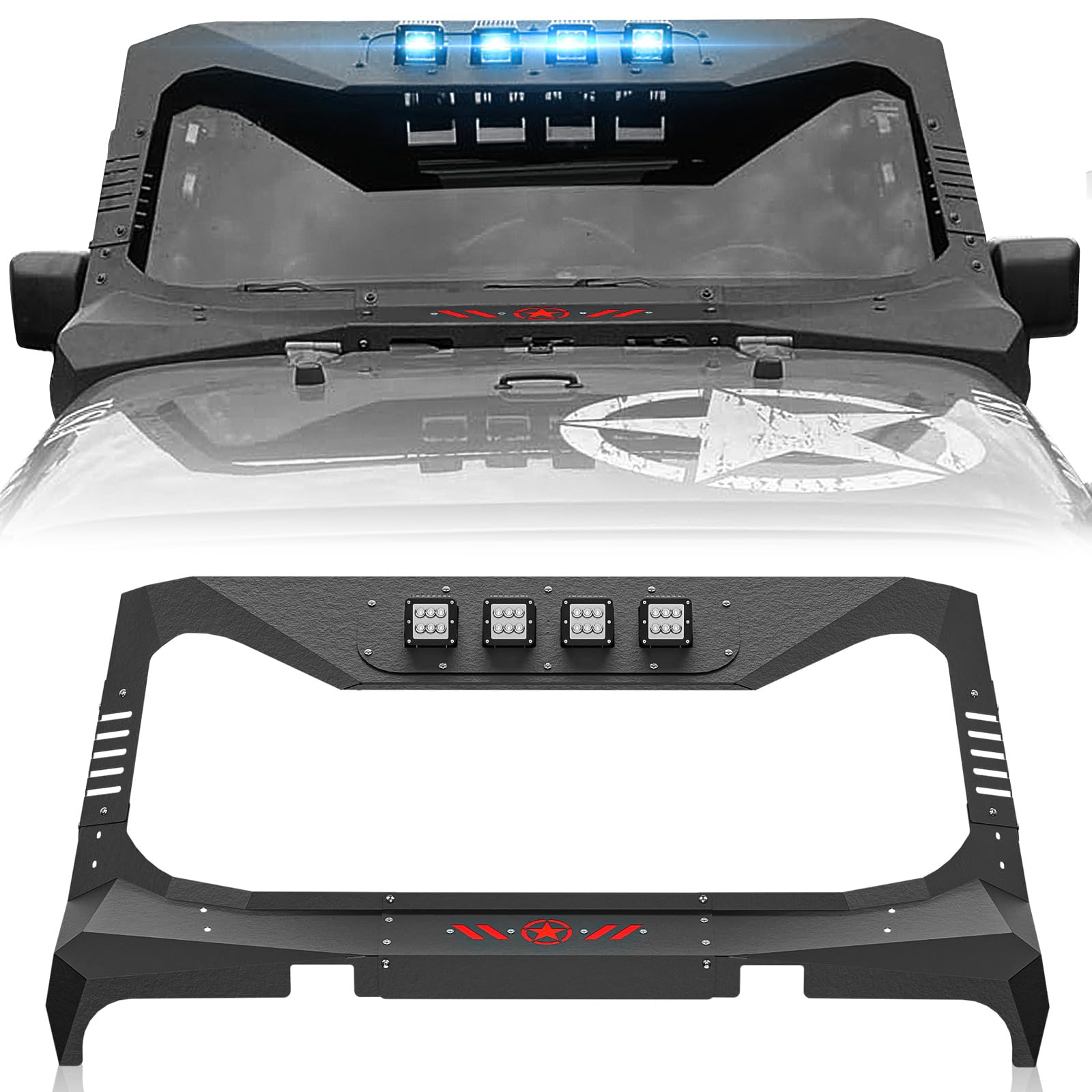 OBNAUX for Wrangler JK Mad Max Windshield Frame Cover Roof