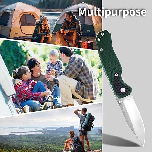 Miniatura 7 de Vickay Cuchillo de bolsillo, cuchillos plegables de bolsillo con clip para cinturón, cuchillo táctico para acampar, hoja de acero inoxidable