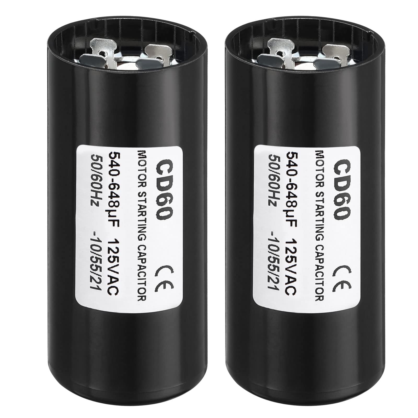 PATIKIL Motor Start Capacitor, 2 Pack 540-648uF/Mfd 125V 50/60Hz CD60 Run Capacitor Motor Starting Capacitor for Electric Motor Starts Running