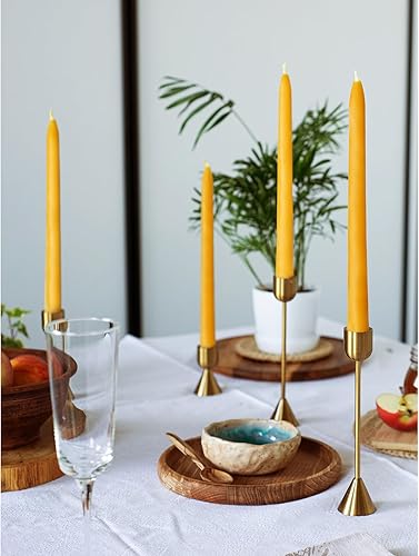 Miniatura 26 de CANDWAX Velas de pilar de cera de abeja pura de 1.8 x 4 pulgadas, juego de 3 a 34.5 horas de combustión, velas amarillas hechas a mano, velas