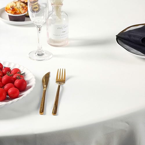 Miniatura 6 de Cupuamon Mantel cuadrado de tela de poliéster lavable de 52 x 52 pulgadas para decoración de bodas, fiestas, cenas o banquetes, color marfil
