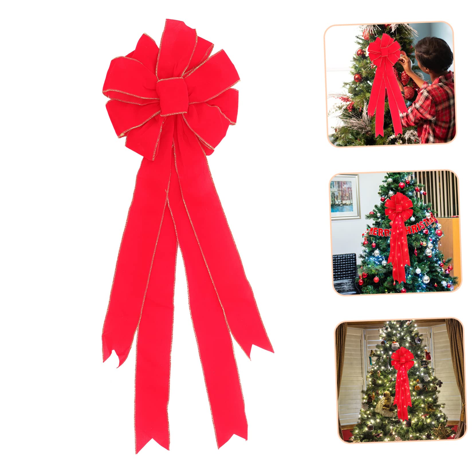 IMIKEYA 3 Stück Weihnachtsschleife Weihnachtsbaumschmuck Weihnachtsbaumspitze Schleife Weihnachtsbaumanhänger Weihnachten Große Schleife Weihnachtsbaumschleife Leuchtende Schleife