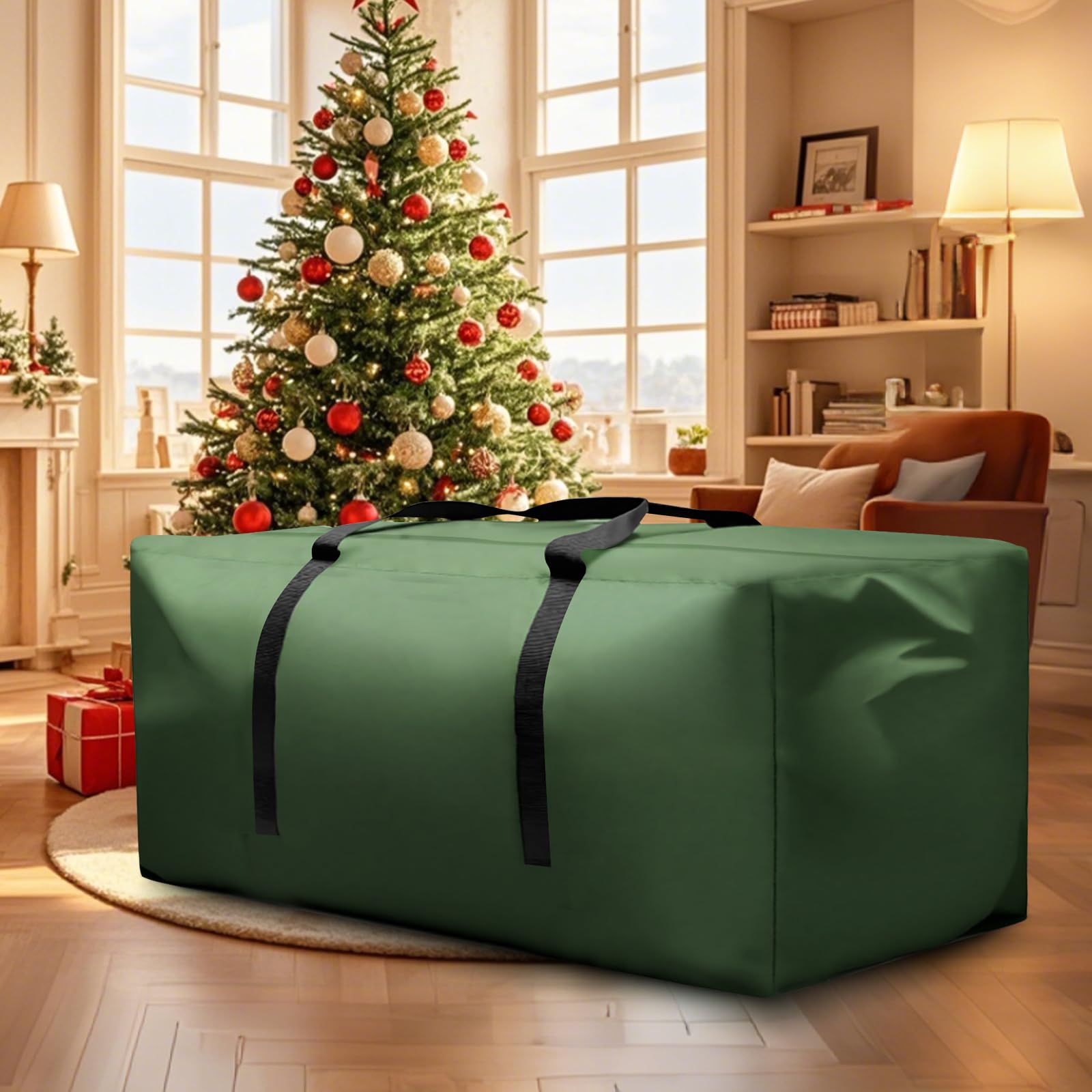 Weihnachtsbaum-Aufbewahrungstasche, passend für 2,7–3,6 m hohen Weihnachtsbaum, Outdoor-Terrassenkissen, Aufbewahrungstasche, 420D Oxford, wasserdicht, extra groß mit Reißverschluss und