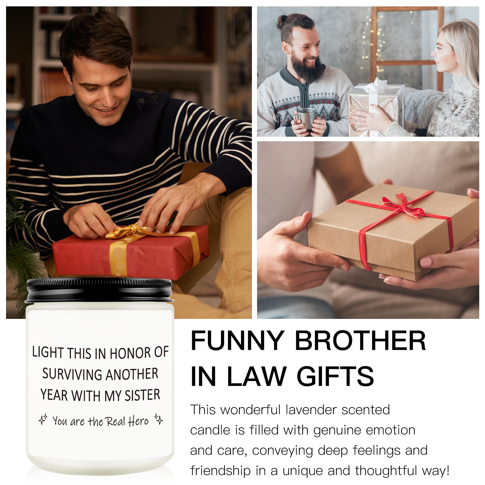 Brother in Law Gifts, Brother in Law Birthday Gifts, Fathers Day Christmas Valentines Gift for Brother in-Law, Cool Brother-in-Law Gift 2025, 200g Handmade Soy Wax Lavender Scented Candle