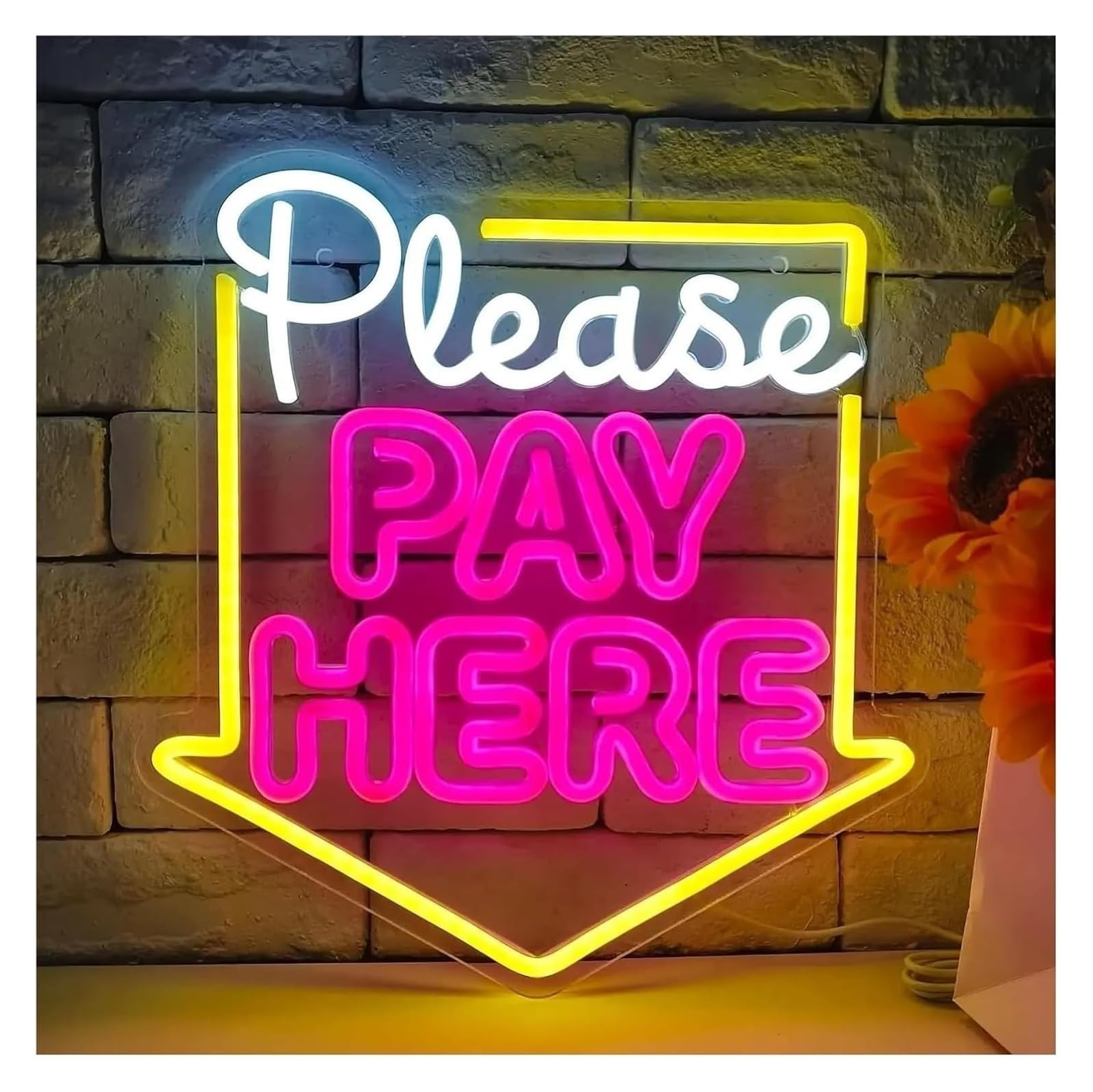Wexxaii neon Light Sign Neon Light Decoration Please Pay Here for neon Sign Cashier Checkout LED for Wall Decor