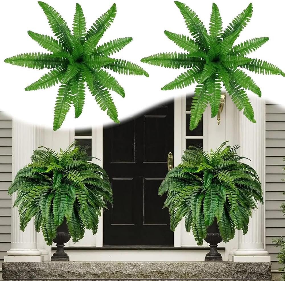 Artificial Ferns for Outdoors, 23" Large Fake Ferns Faux