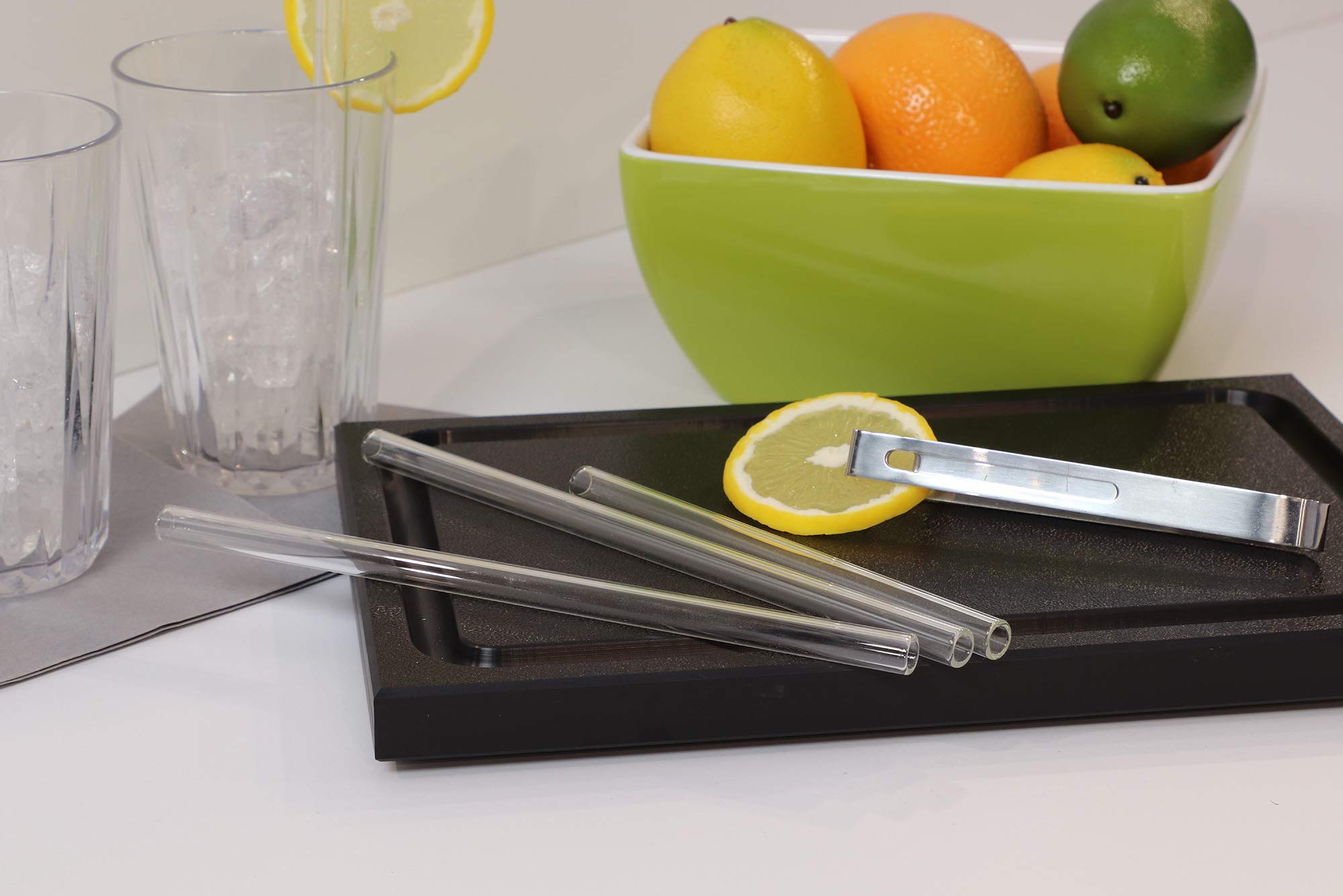 APS Słomki do picia, zestaw 7 sztuk, słomki wielokrotnego użytku, 7 słomek szklanych, długość 21 cm x Ø 1 cm, przezroczyste słomki, nadają się do mycia w zmywarce, 7 sztuk