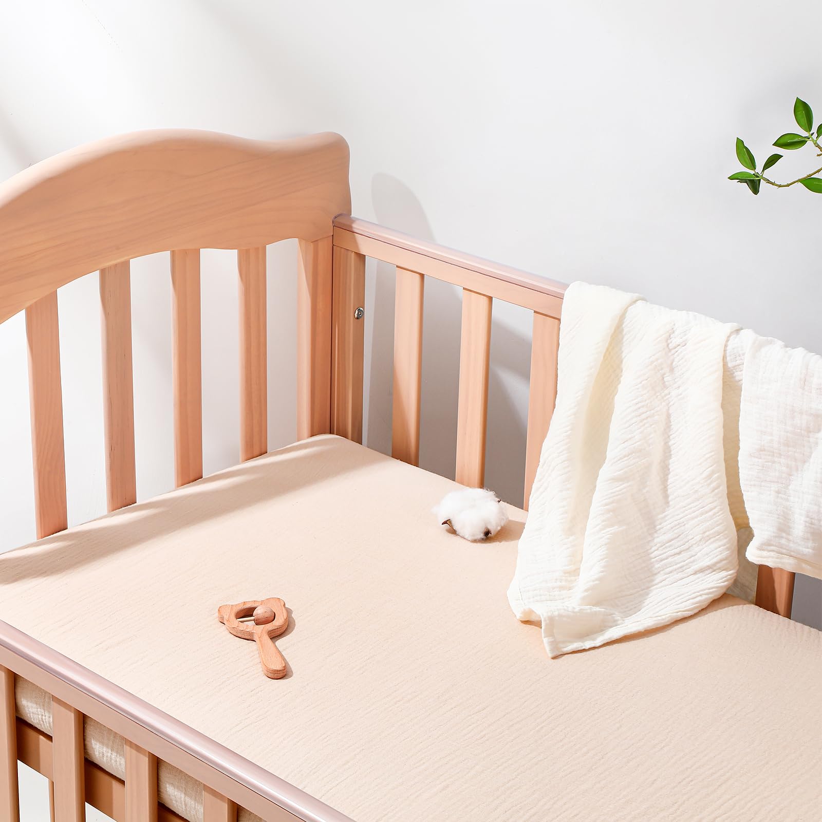 Drap Housse 70x140 cm, Mousseline de Coton Drap Housse Lit Bebe, Protege Matelas Bebe Doux et Respirant pour Lits Bébé, Lit de Voyage et Lit D'appoint, Lot de 2 (Arc-en-Ciel)