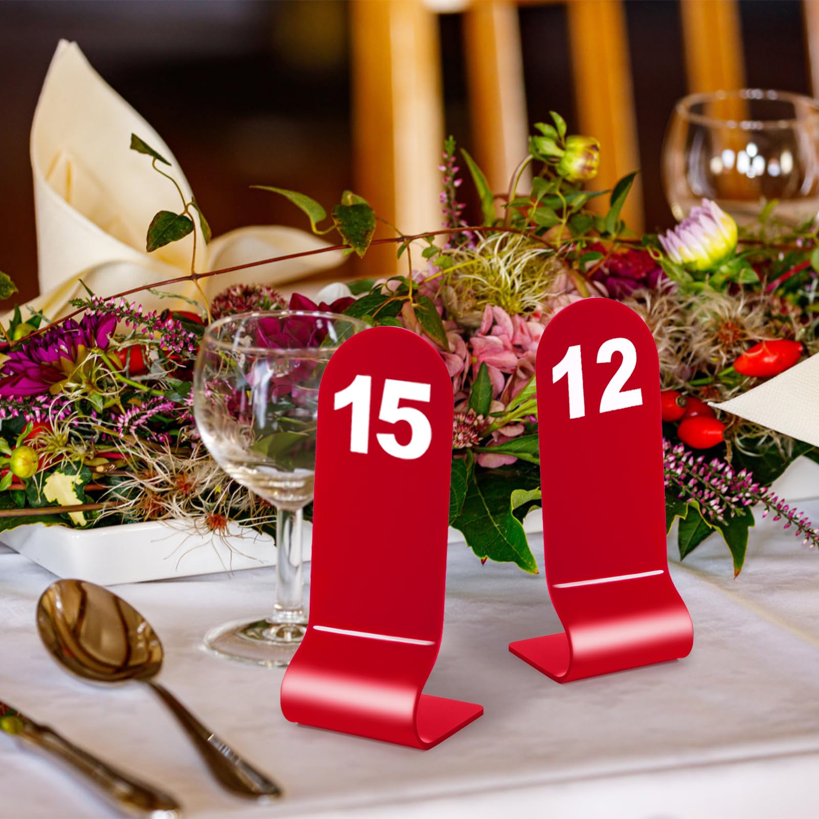 Okllen Numeri da tavolo da 1 a 30 rossi, numeri d'ordine in acrilico per ristoranti, double face, per matrimoni, feste, bar, banchetti