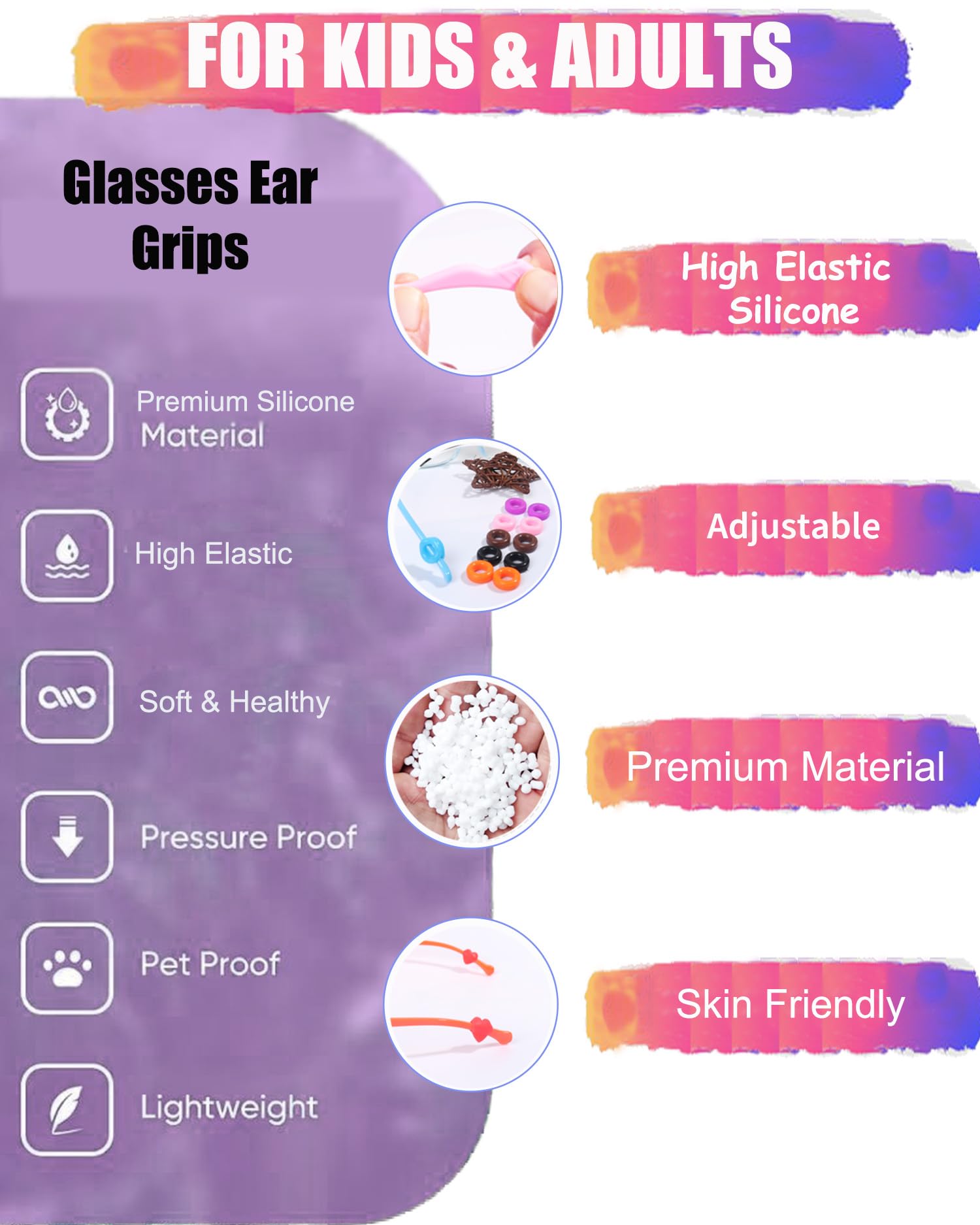 Pinzas de silicona para anteojos, agarre de oreja, retenedor de gafas deportivas, ganchos para las orejas