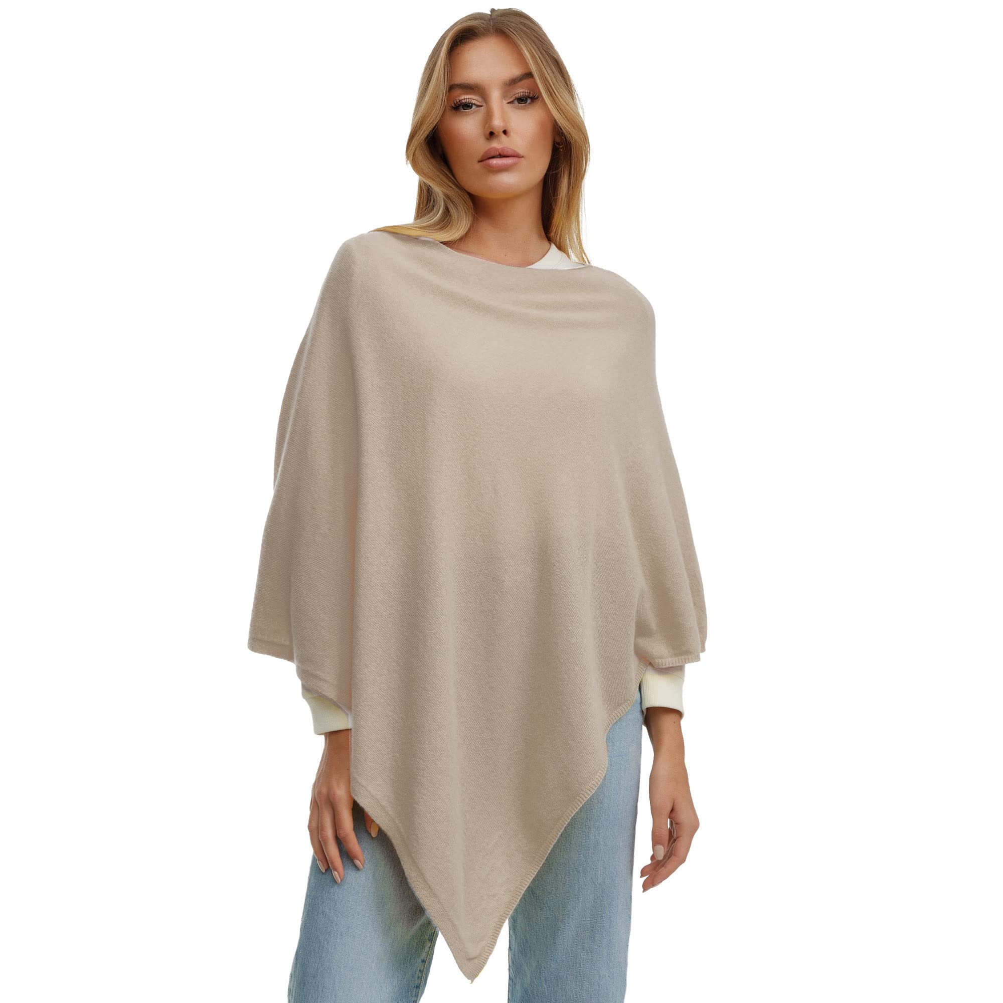 Glamexx24 Poncho Femme Élégant Châle Cape en Maille Fine Chaud Tricoté Cape Pour le Printemps Automne