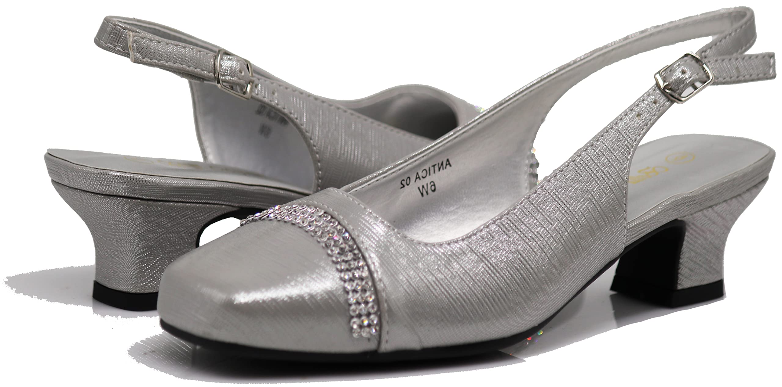 Enzo Romeo Antica02 Women's Wide Width Sling Back Low Heeled Pumps Sandals Shoes