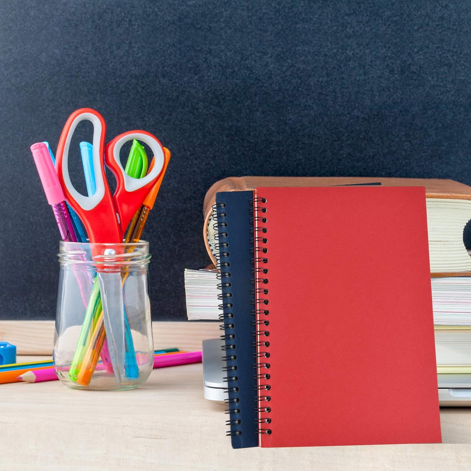 6 Pack Soft Cover Notebook with Lined Paper 8.3 inch x 5.5 inch, Spiral Notebooks -120 Pages, 60 Sheets - Memo Notepads for Office School Travel (Red, Blue, Black)