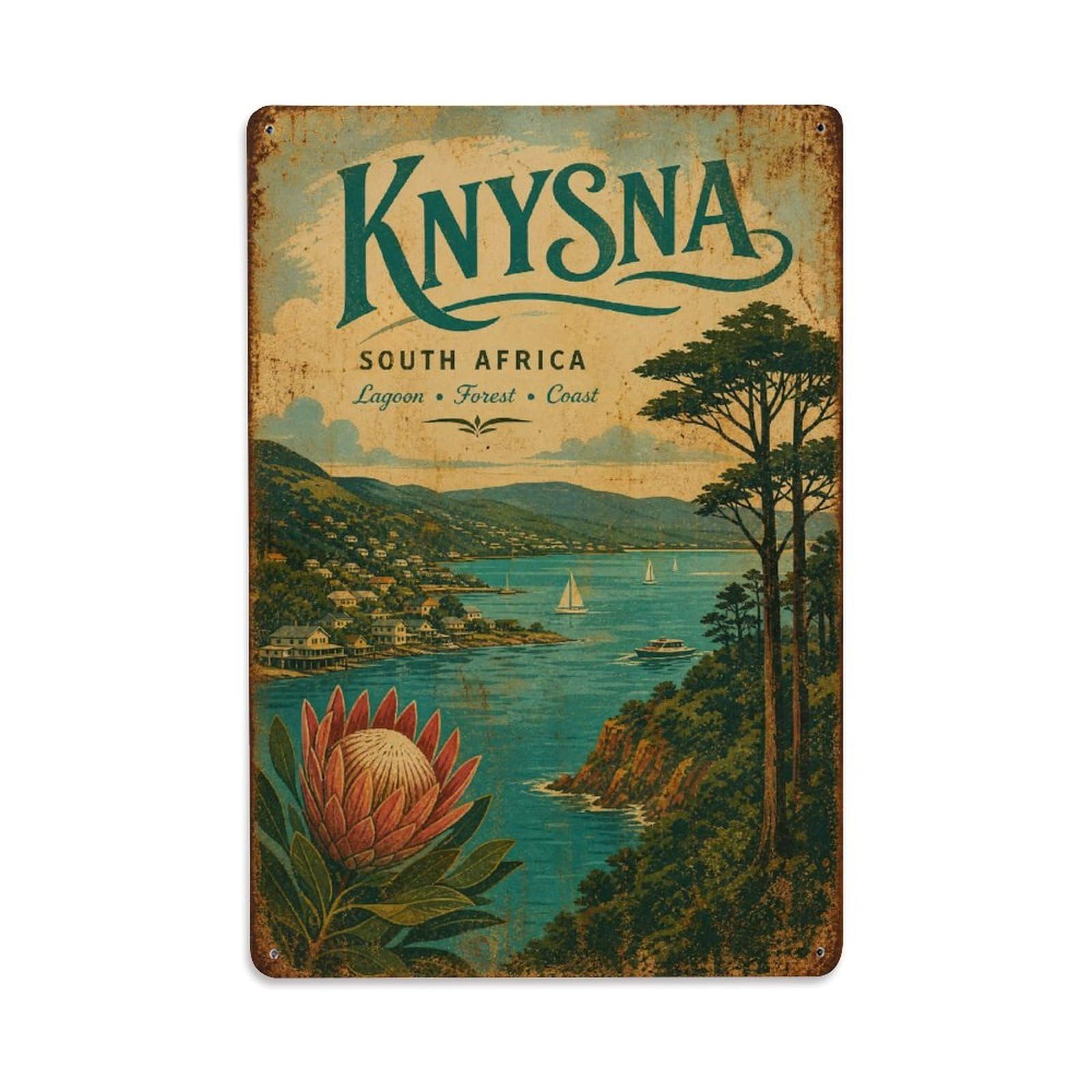 Metal Tin Sign Retro Travel South Africa Knysna