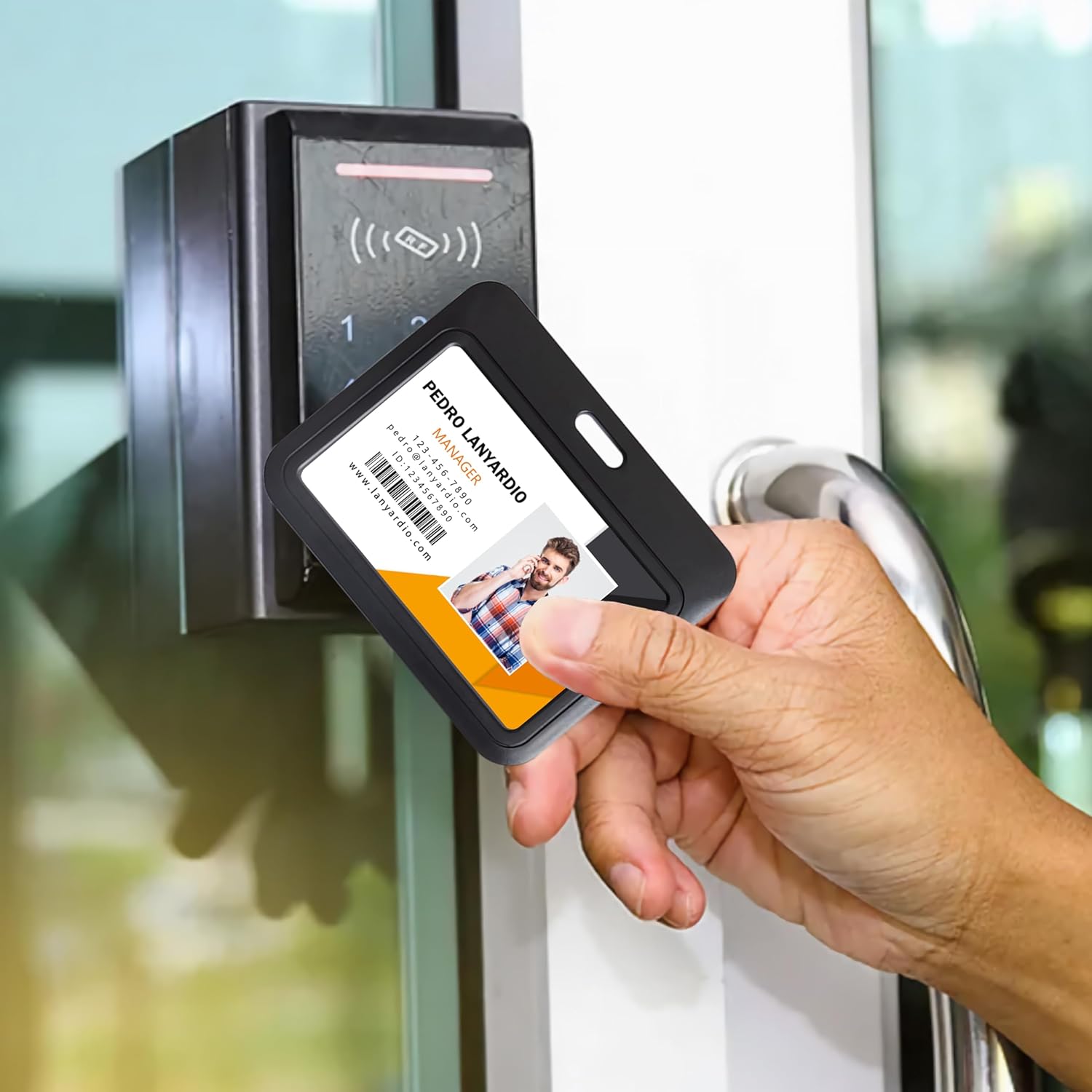 1 Pack Sliding Horizontal ID Badge Holder Hard Black Plastic Card Case Protector Pouch with Clear Window for Office School ID Credit Cards and Proximity Key Cards - Image 4