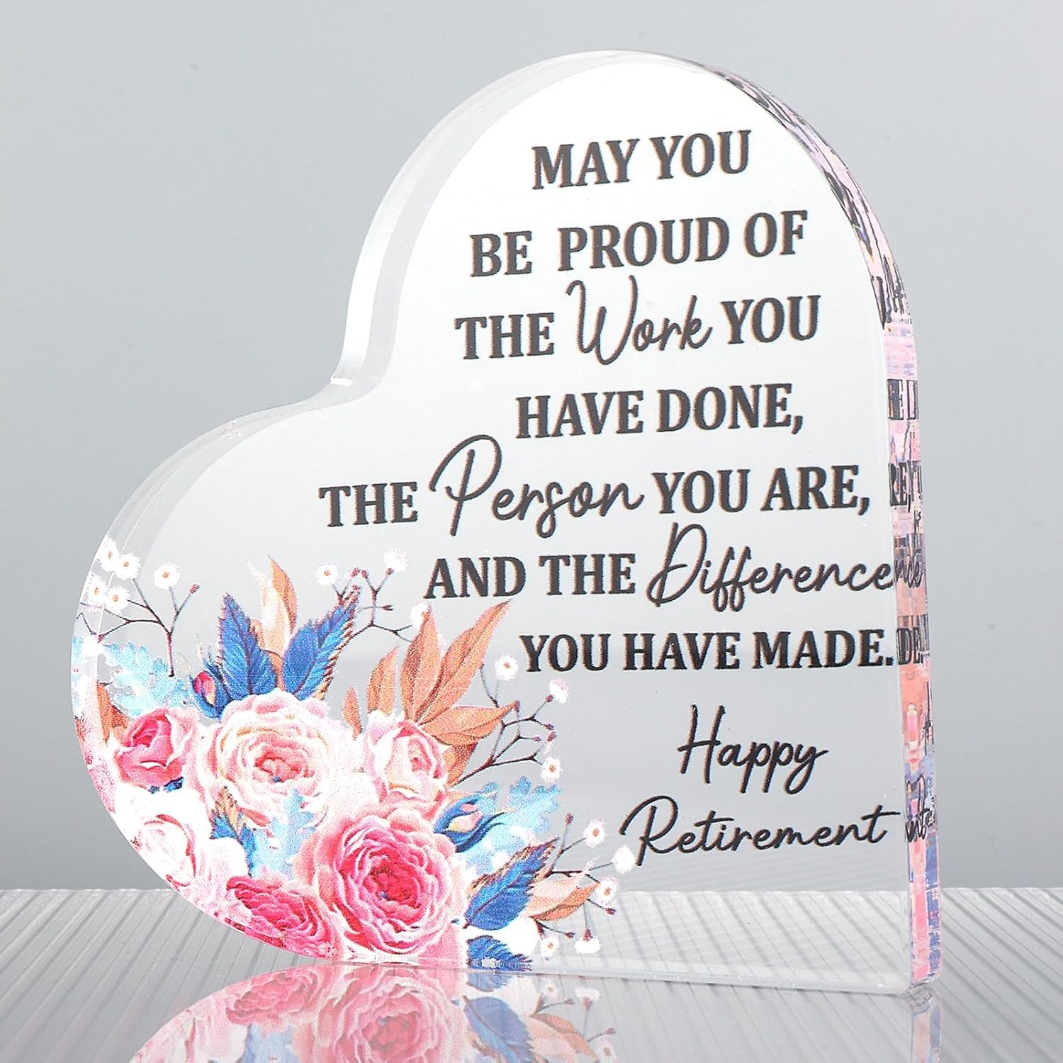 Retirement Gifts for Women Heart-shaped Retirement Thoughtful Retirements Gift Ideas Acrylic Plaque-Leaving Gifts Keepsake for Colleagues Teachers Nurses Coworker families Friends Women Men 4 x 4 inch