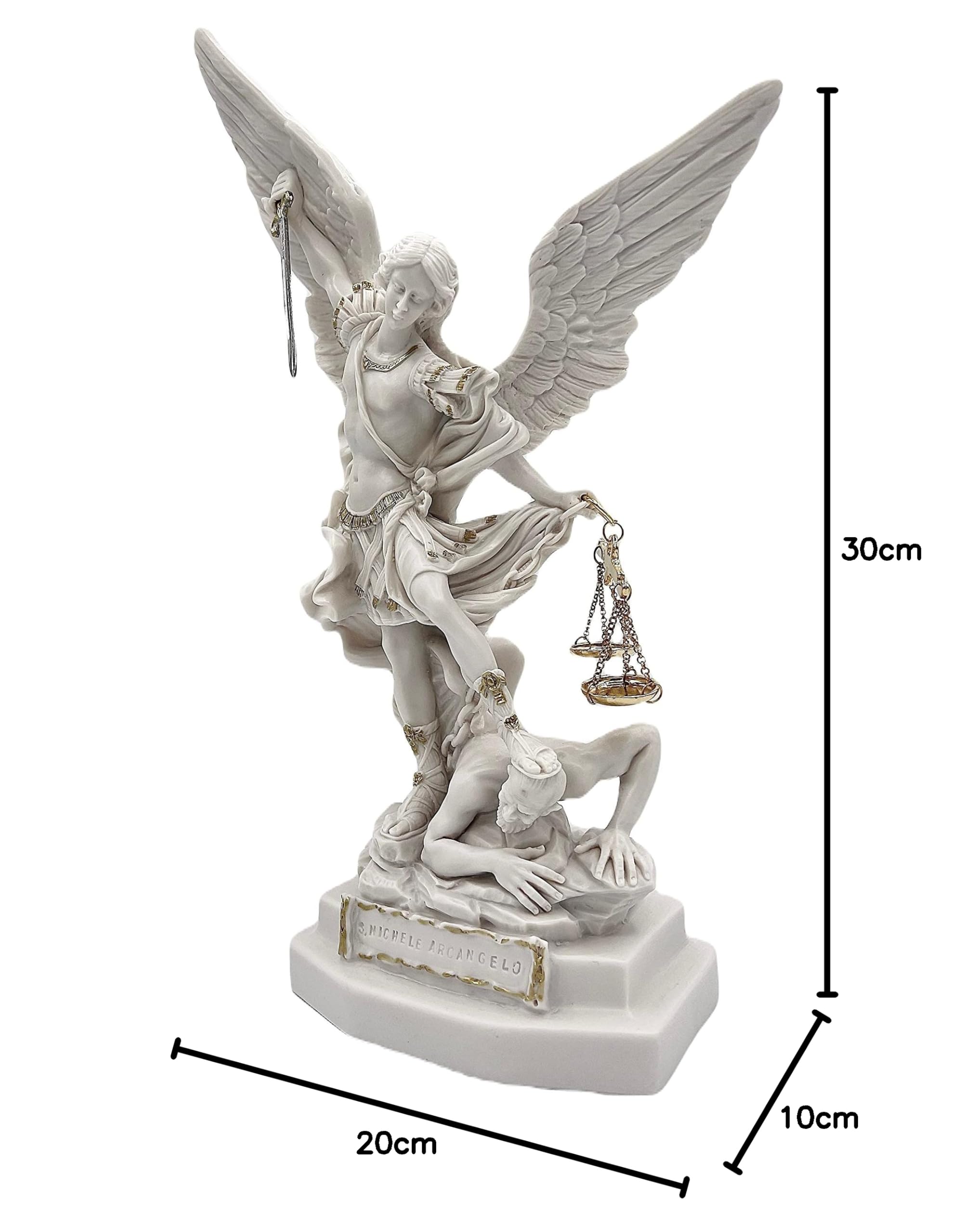 Generico Statua di San Michele cm. 33 in marmo resina con spada e bilancia
