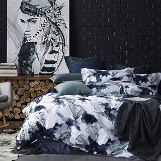 MILDLY dark blue ginkgo leaf watercolor duvet cover