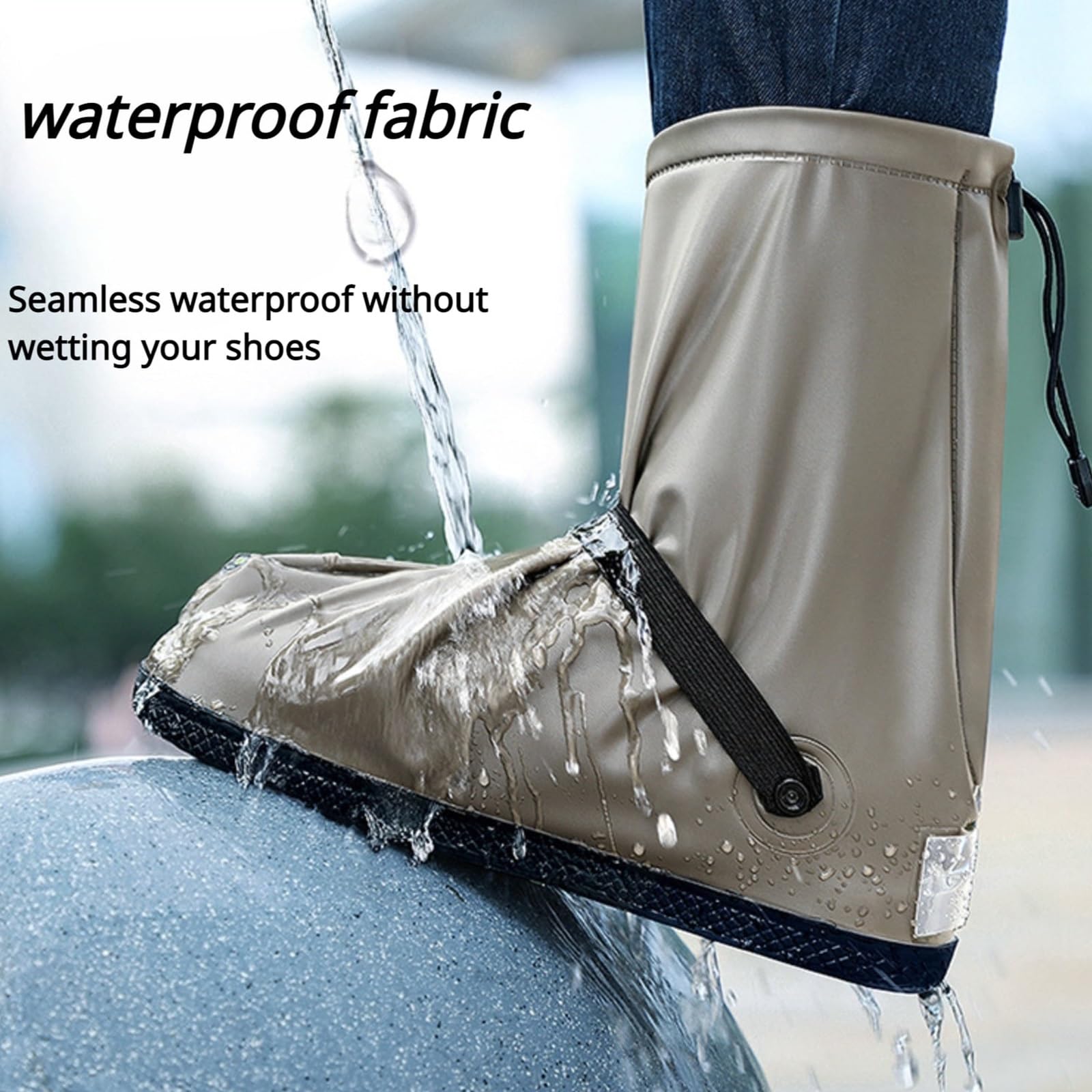 Reusable Waterproof Non-Slip Boot Covers with Reflectors, Washable Rain Shoe Protectors for Rainy Snowy Day (Color : Black, Size : Large)