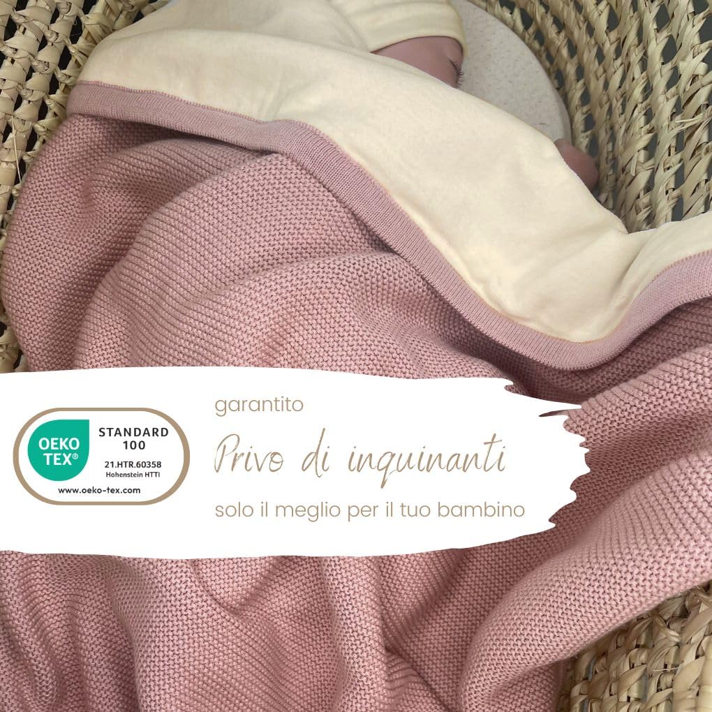 DIKOS® Calda coperta invernale per neonati grigia, in cotone e velluto, Oeko-TEX, coperta per carrozzina con bordo, per neonati, ideale come regalo di nascita