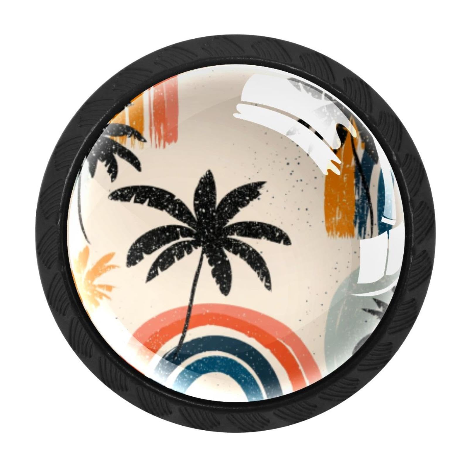 CHENZZZZ 4 Pieces Dresser Knobs Abstract Palm Trees (3) Drawer knobs Cabinet Knobs Pull Handles for Home Kitchen Office