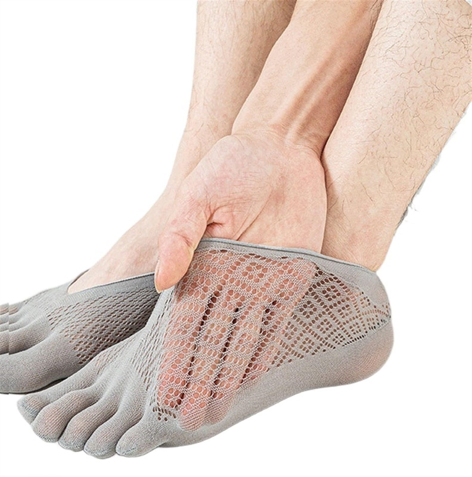 ERICAT 5 pares de calcetines de verano para hombre, ultrafinos, transpirables, invisibles, calcetines tobilleros para hombre, 5 gris oscuro, EU 37-45