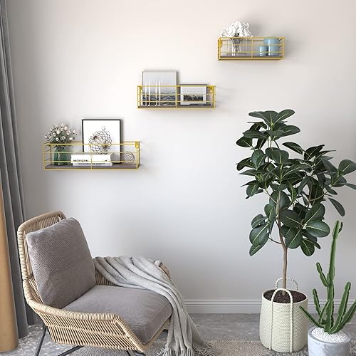 Vista 12 de CRUGLA Juego de 3 estantes flotantes montados en la pared, estantes colgantes de pared para baño, sala de estar, dormitorio, cocina y hogar