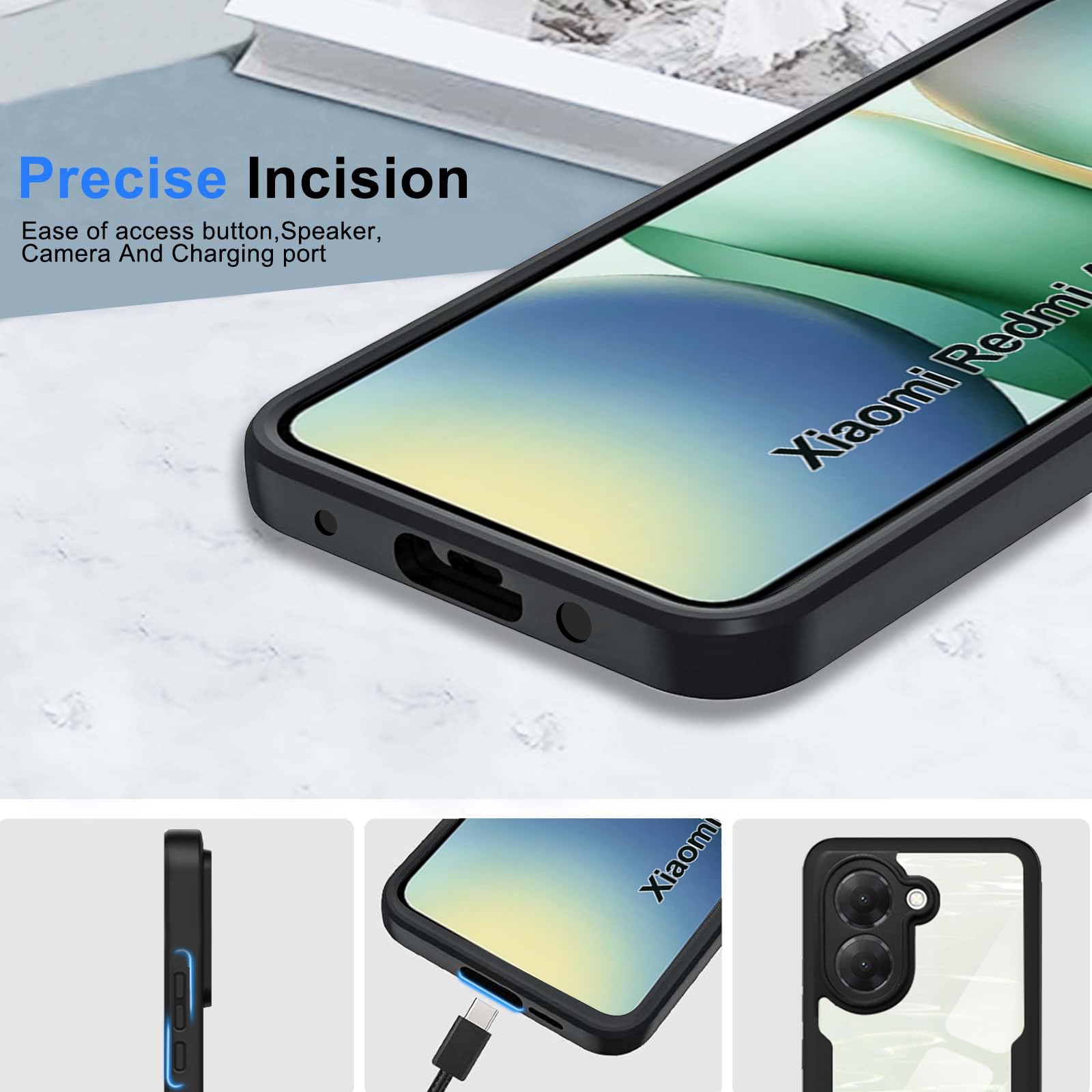 Eherui Glitter Cover per Xiaoi Redi A5 4G, Silicone orbido TPU Anti-ipronta Protezione Case