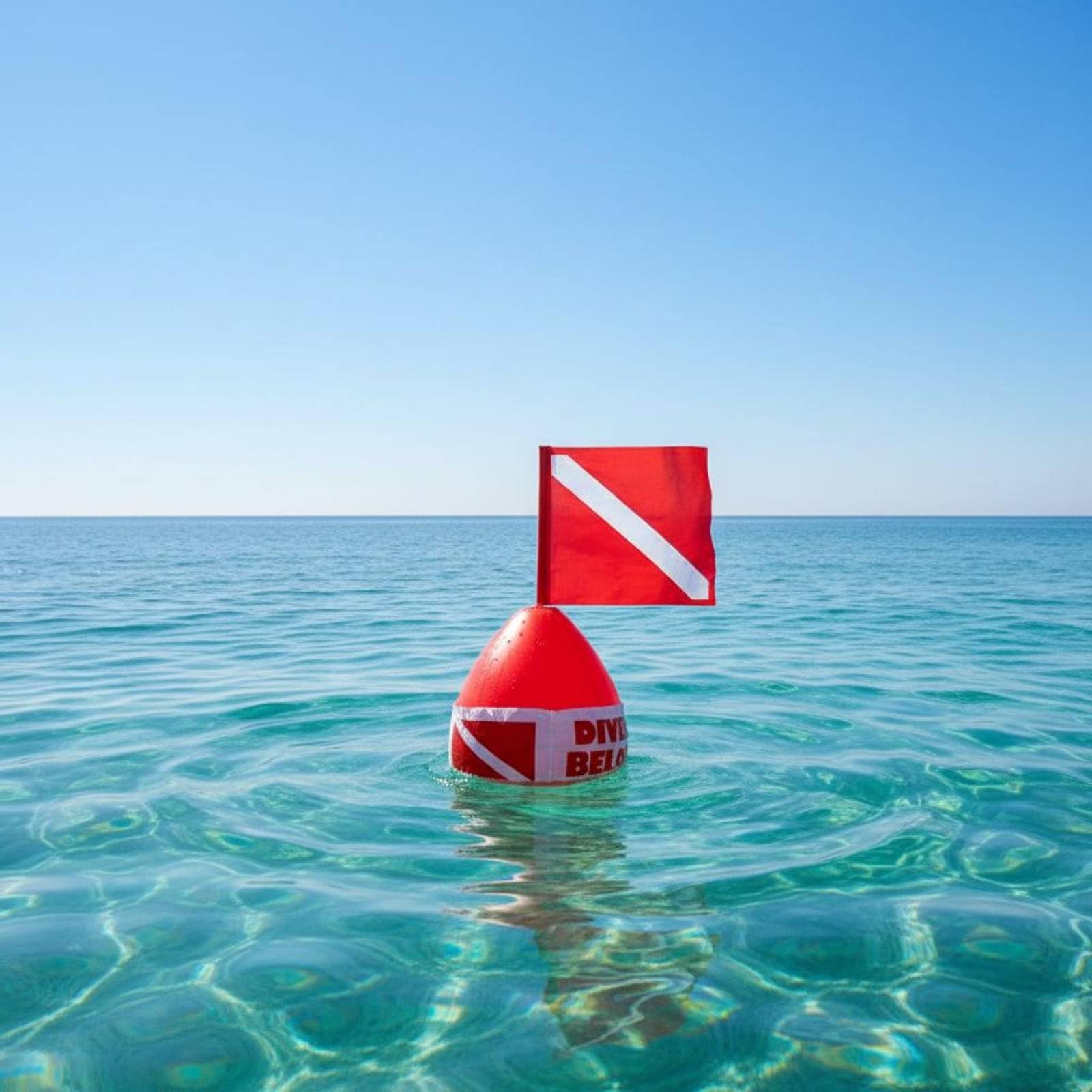 Bouée de Plongée Gonflable avec Drapeau Haute Visibilité, Bouée Marqueur Rouge Vif, Valve de Gonflage Rapide par la Bouche, Plongeur Signalisation « Diver Below » pour Mer et Lac