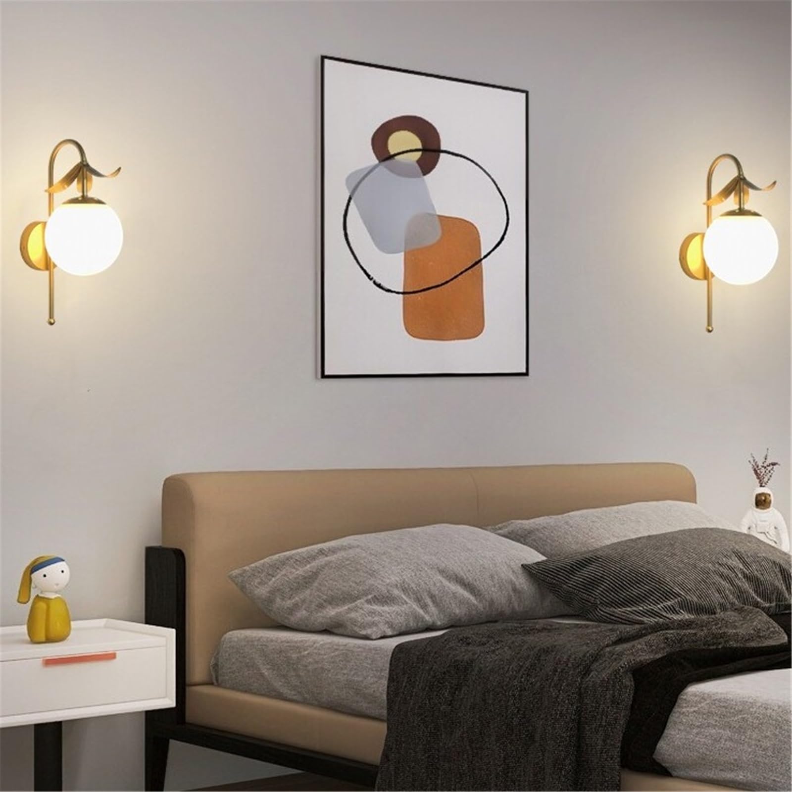 Applique Parete Lampada da parete in ferro foglia dorata, lampada in vetro globo, decorazione for interni Illuminazione Interni | Lampada da parete for camera da letto leggera e lussuosa con struttura in metallo floreale