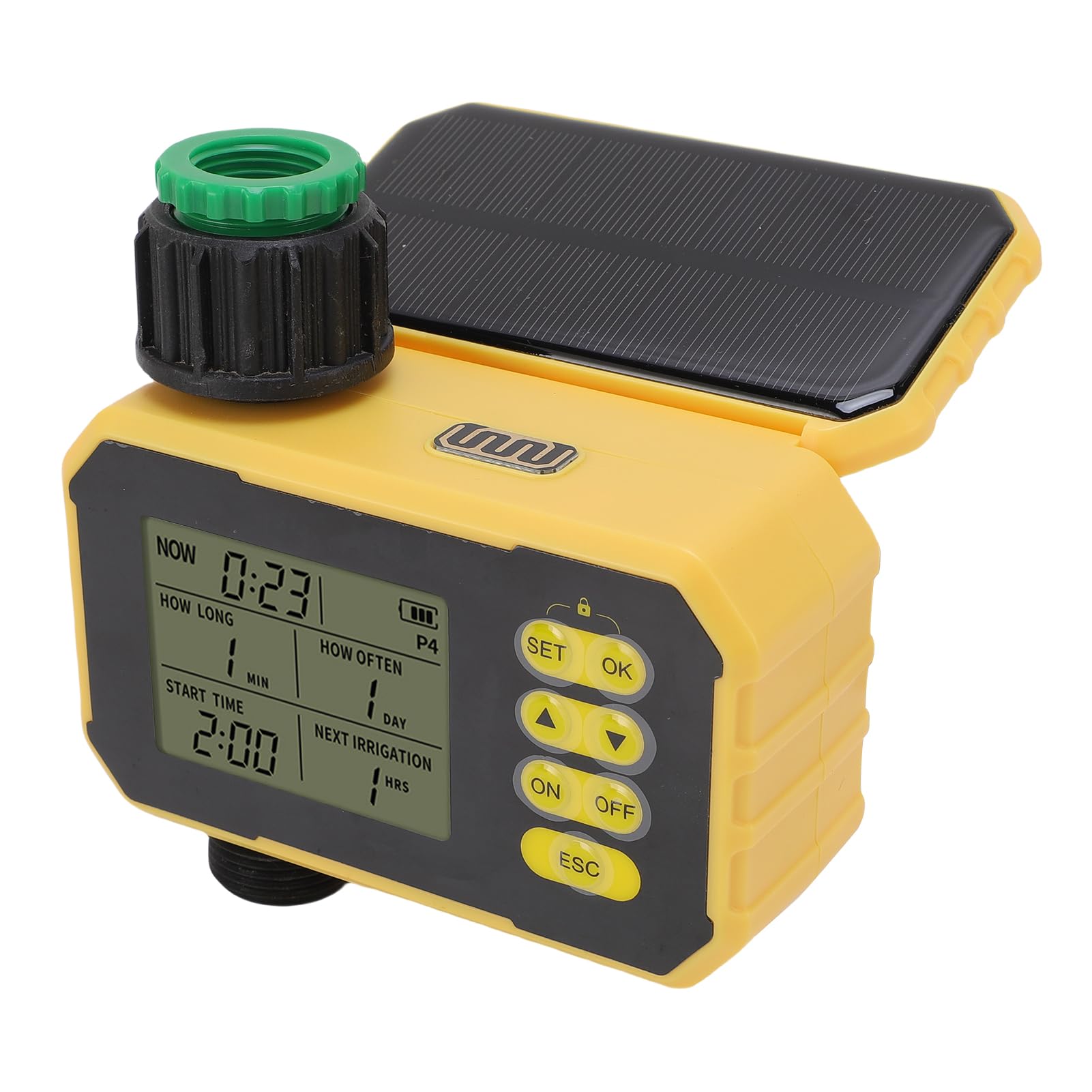 VBESTLIFE Temporizador de Rociadores Solares, Temporizador de Válvula Solar Válvula de Grifo Al Aire Libre para Jardín, Función de Retraso de Lluvia, Recargable de Tipo C, para Riego