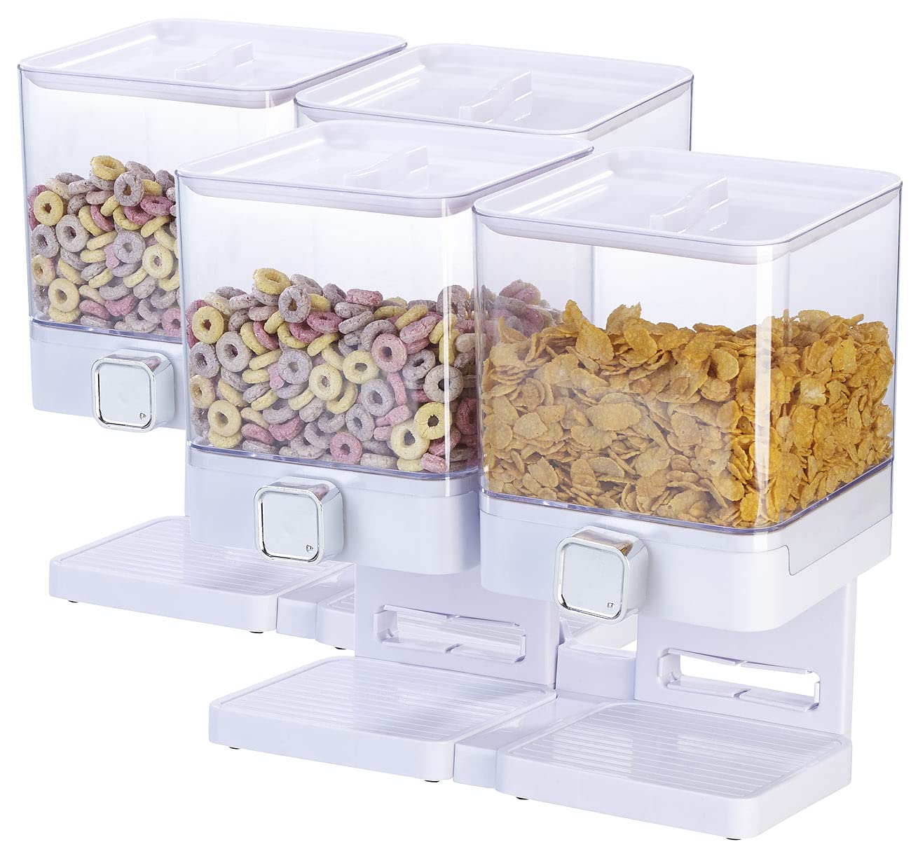 Rosenstein & Söhne Müsli-Box: 2er-Set Doppel-Spender für Snacks, je 33,5 x 30,5 x 16,5 cm, weiß (Behälter für Müsli, Reisspender)
