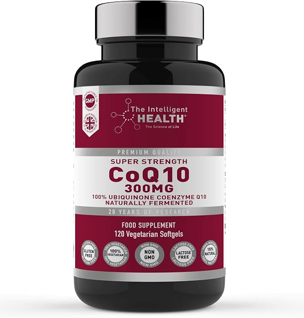 Ubiquinone Coenzyme Q10 300mg Softgel Capsules, 120 Super Strength Vegan Friendly Naturally Fermented High Absorption CoQ10 Capsules Made in The UK to GMP Standards  by The Intelligent Health