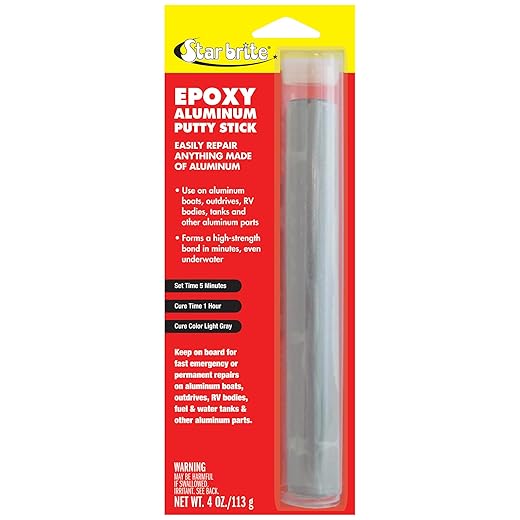 STAR BRITE Epoxy Aluminum Putty Stick - Make Fast, Permanent Repairs - Even Underwater - Aluminum4 OZ. (087004)