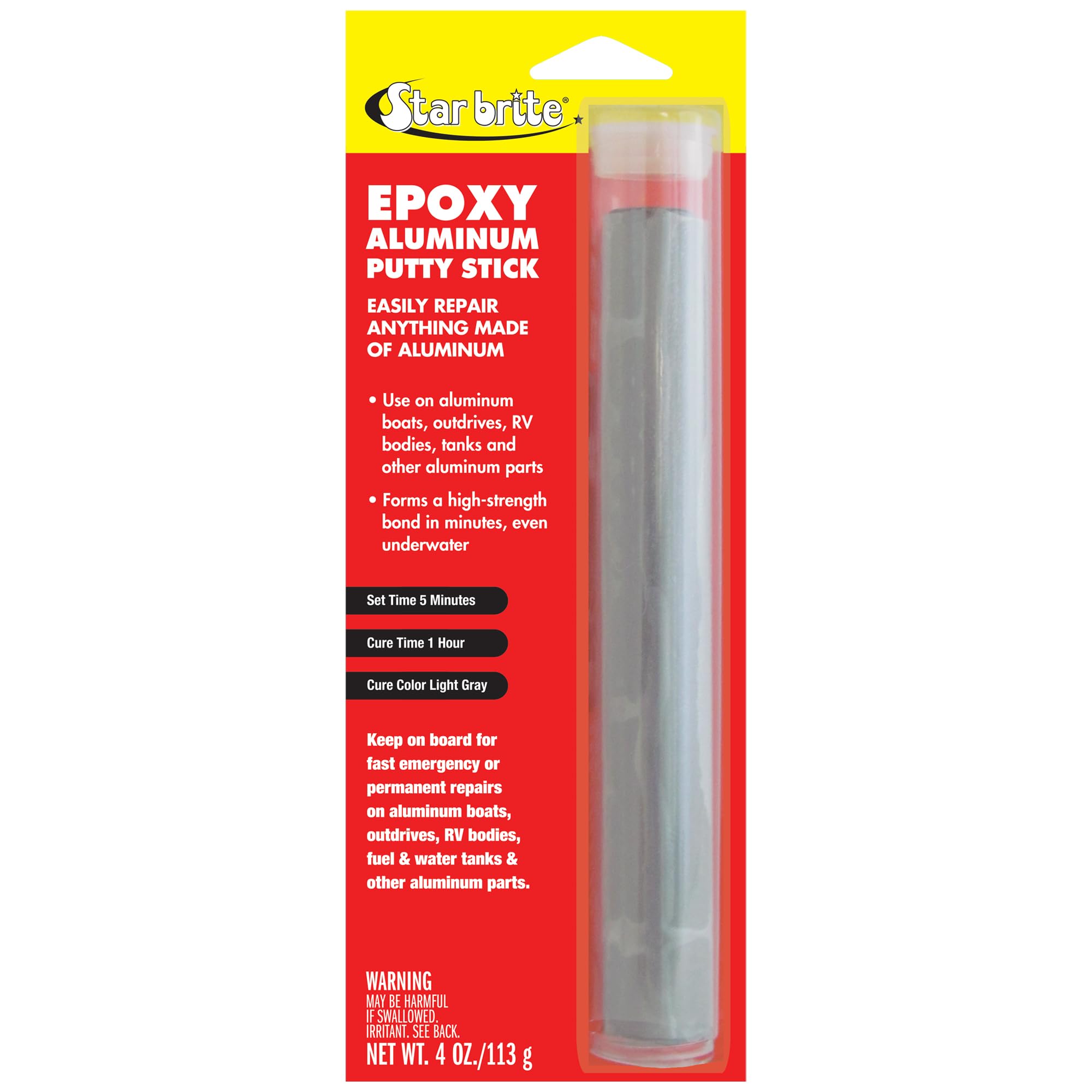 STAR BRITE 4 Oz Epoxy Putty Stick - Easy, Fast, Permanent Repairs Even Underwater - Repair Boat Hulls, Decks, Pools, Spas, Hot Tubs, Leaking Gaskets,