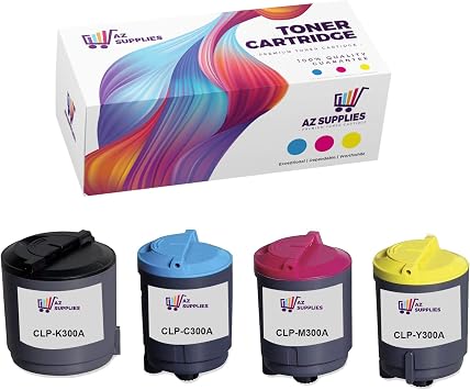 AZ SUPPLIES Compatible Toner Cartridge Replacement for Samsung CLP 300 CLP-K300A CLP-C300A CLP-M300A CLP-Y300A CLP-300 CLP-300N CLX-2160 CLX-2160N CLX-3160 Black Cyan Magenta Yellow - 4 Packs