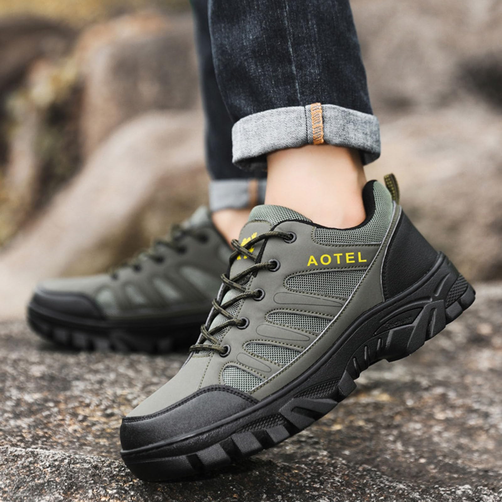 Wanderschuhe Herren Leicht Luftig Trekkingschuhe Rutschfest Turnschuhe | Outdoor Wandern Straßenlaufschuhe Verschleißfest Outdoorschuhe Plattform Joggingschuhe Herren Gedämpft Laufschuhe