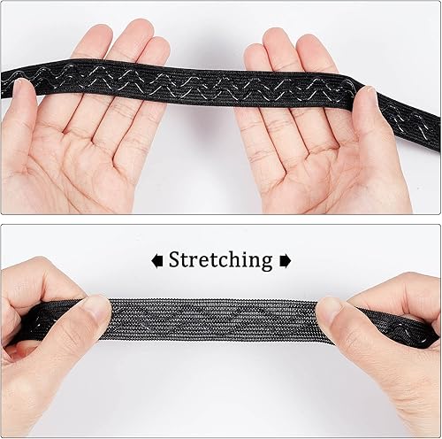 Miniatura 3 de GORGECRAFT Banda elástica de silicona antideslizante negra de 10 yardas, 0.8 pulgadas, 0.8 pulgadas, 0.787 in, cinta de agarre ondulado, cinta