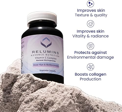 Miniatura 4 de Relumins Advance Vitamina C - MAX Complejo blanqueador de la piel con escaramujos y bioflavonoides - Suministro de tres meses!