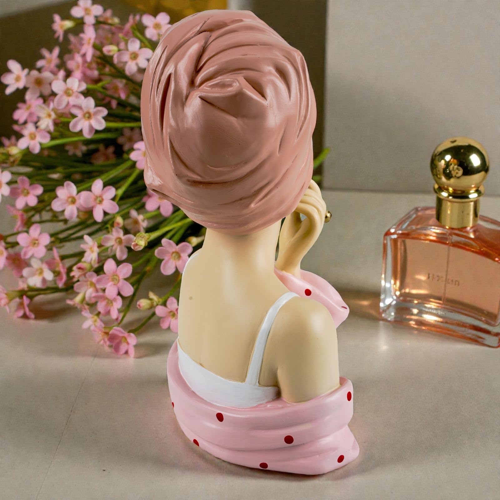 formano Deko Büste Dame modern Dekofigur Frauenbüste Polyresin Handbemalt 27 cm Stilvolle Wohnaccessoires in Rosa-Weiß Elegante Tisch- & Regaldekoration