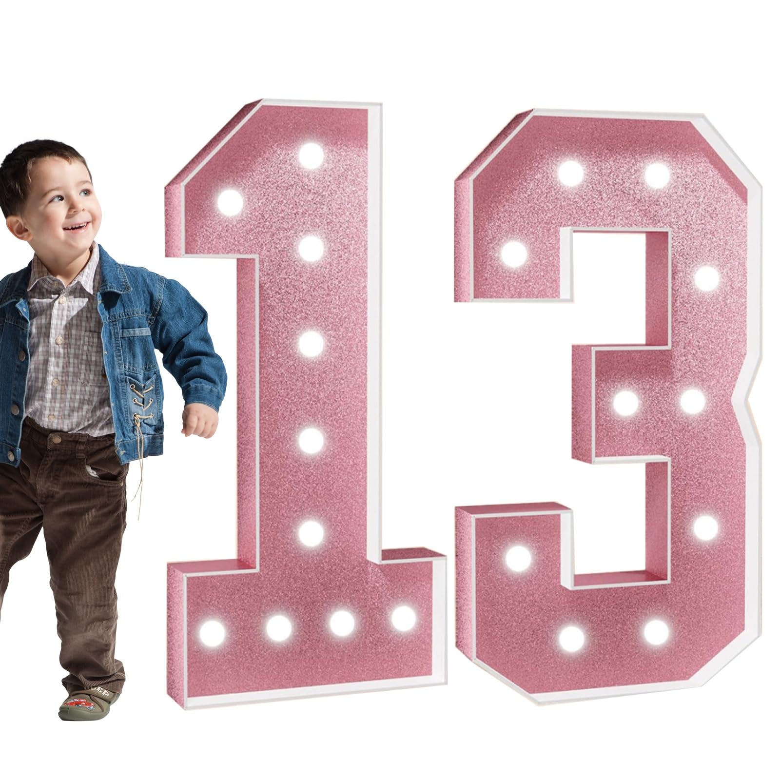 Tashace Marquee Light Up Numbers for 1st 16th 21st Birthday Decorations 10th Anniversary Party Decor Large Numbers DIY Pre-Cut Foam Board Kit Mosaic Numbers(Number 13,120cm/4FT) — image 1