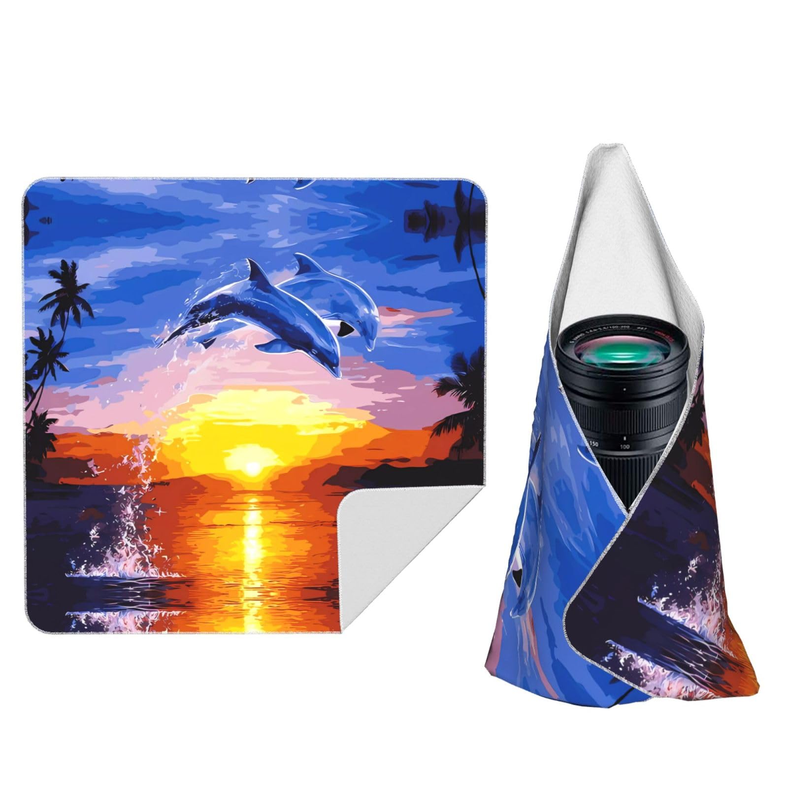 Zhaoyugoods Black Elegant Dolphin Camera Wrap Cloth