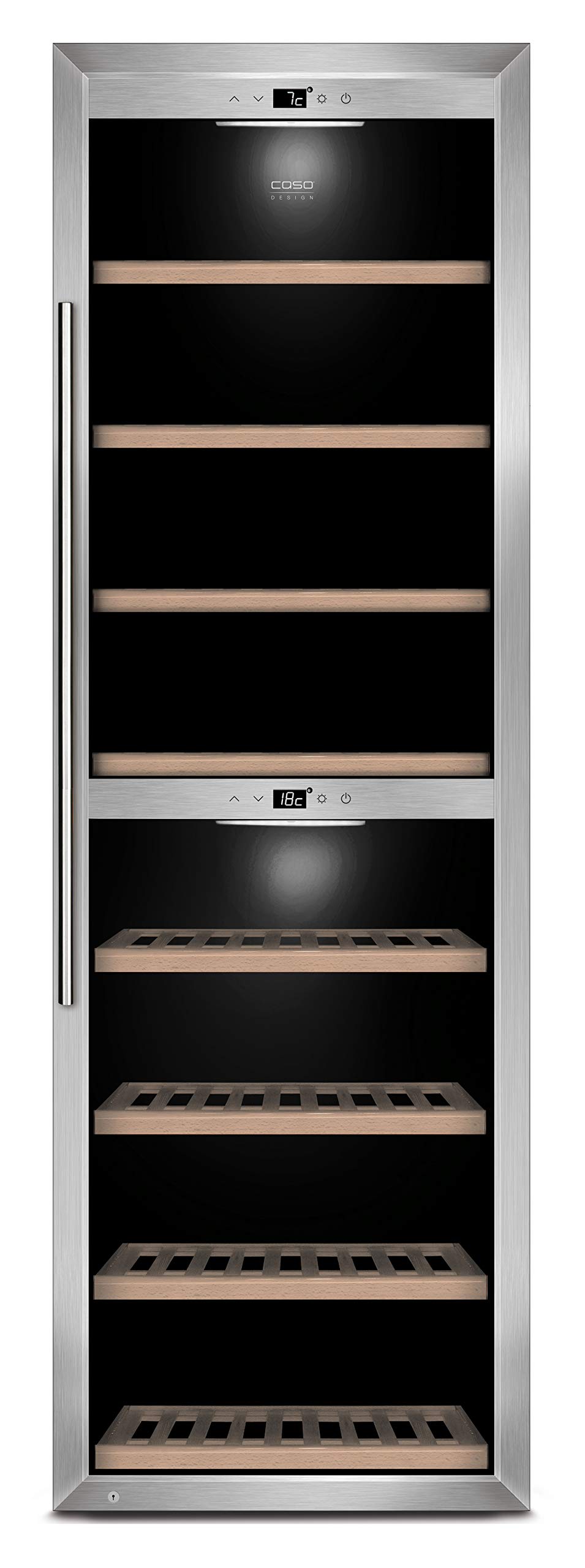 Caso WineComfort 1800 Smart-App Weintemperierer Kompressortechnik 180 Flaschen Weinkühlschrank Edelstahl Glas