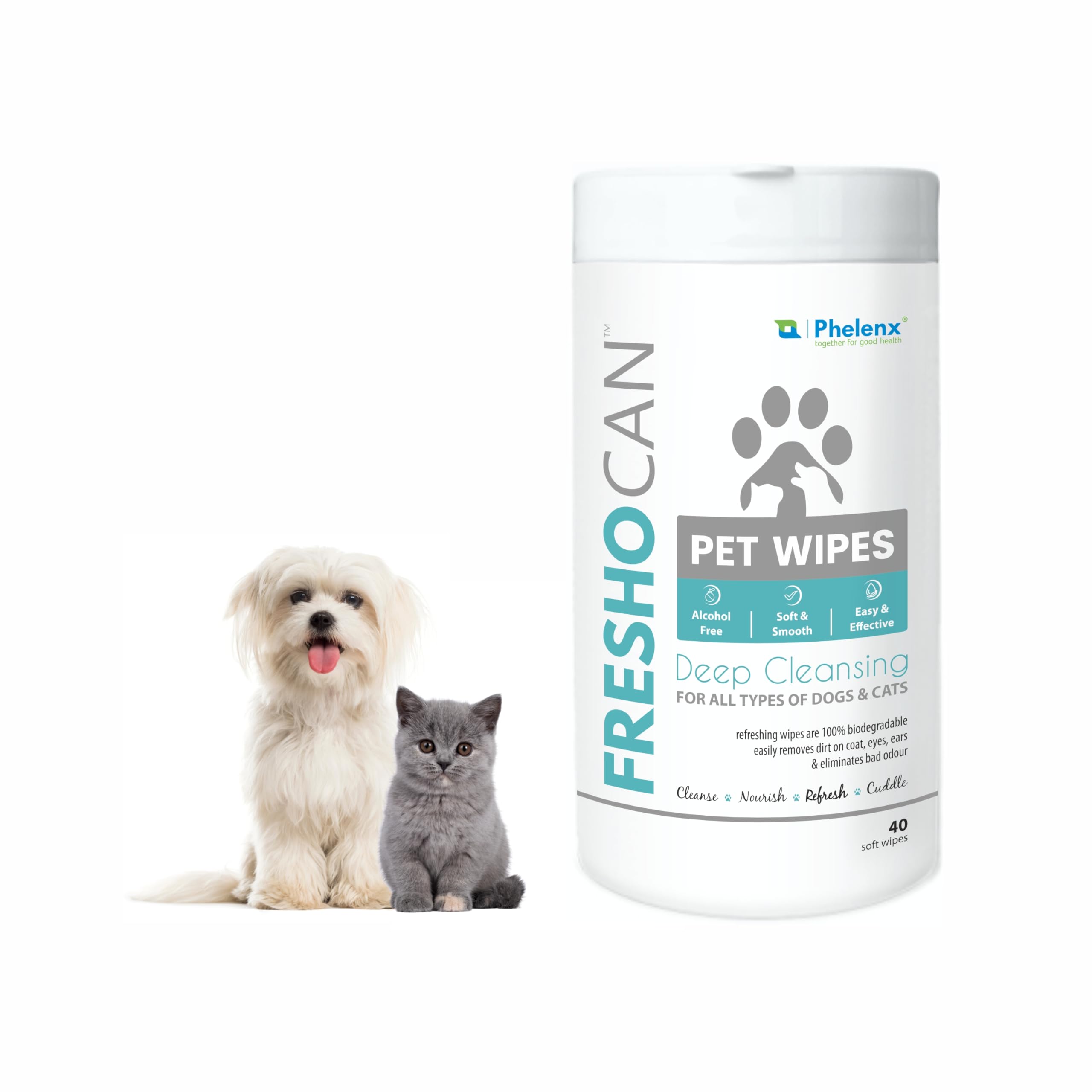PHELENX | Freshocan - Pet Wipes 40 Counts (Daily Cleansing & Refreshing Wipes for Dogs & Cats) (B0DCTJZVT9) Amazon Price History, Amazon Price Tracker